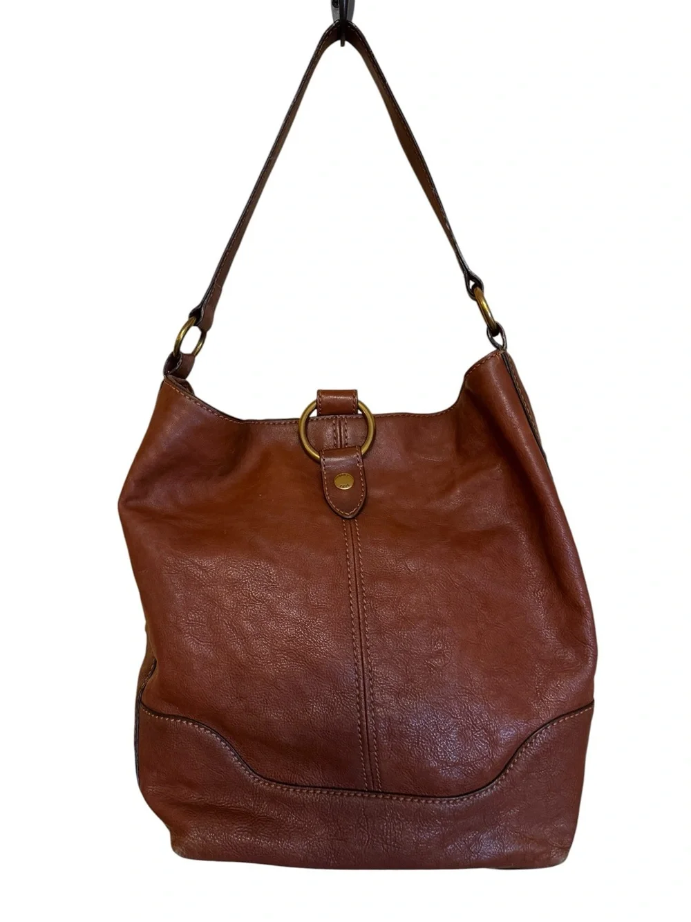 Frye Melissa Leather Hobo Shoulder Bag Cognac Brown Large Slouchy Tote